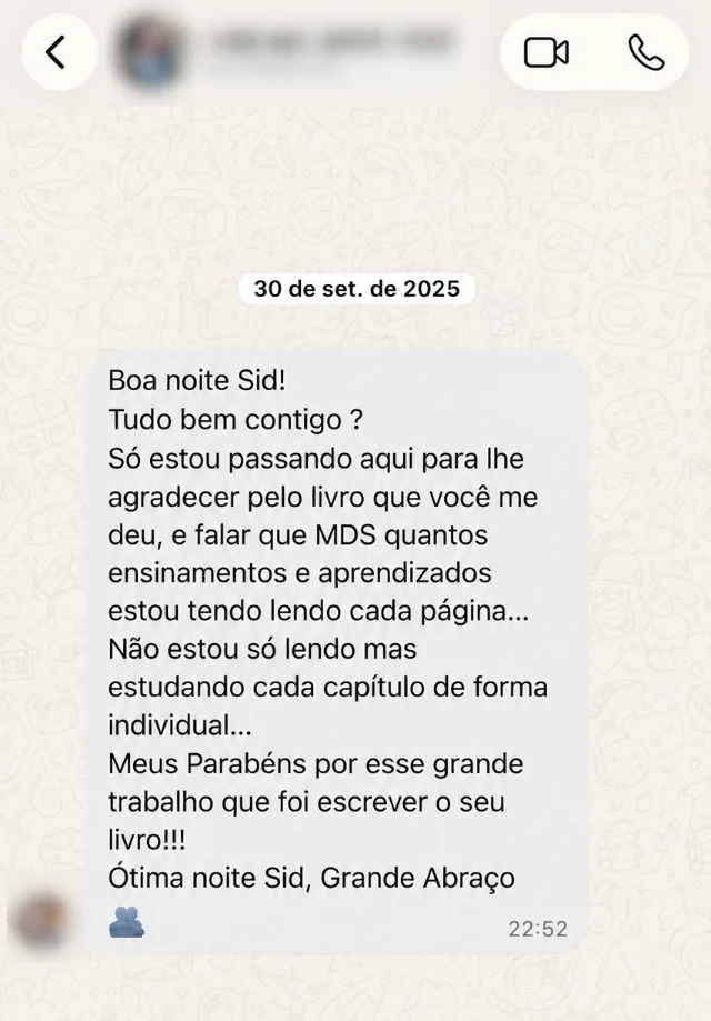 Mensagem de leitor no WhatsApp: Não estou só lendo, mas estudando cada capítulo.